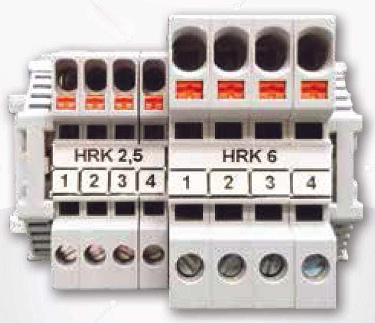 ONKA 2,5mm2 Hybrid Schraub- / Federanschlussklemmenblock für DIN-Schiene 2-adrig grau, 1040002